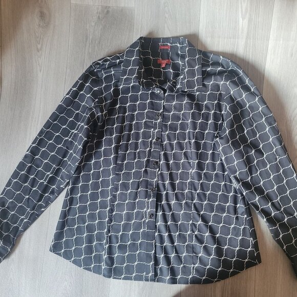 Talbots Womens Wrinkle Resistant Button-Up Shirt Black & White Size 18 - Picture 2 of 4